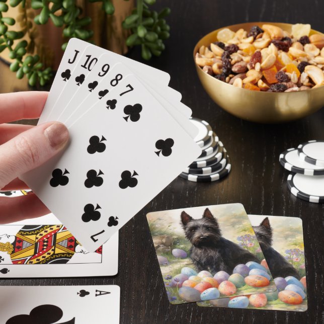 Scottish Terrier Dog with Easter Eggs Holiday Playing Cards (In Situ)