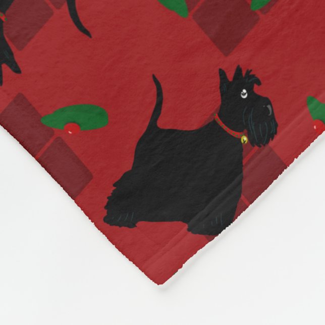 Scottish Terrier Dogs and Tam O'Shanter Fleece Blanket (Corner)
