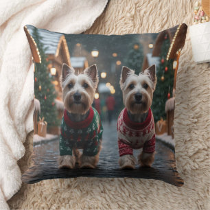 Scottish Terrier Dogs Christmas Snow Holiday Cushion