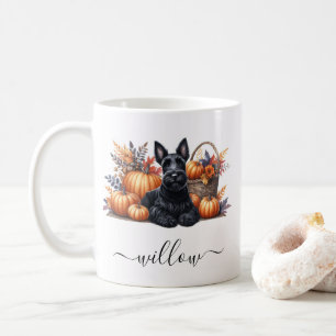 Scottish Terrier Fall Mug with Personalised Name