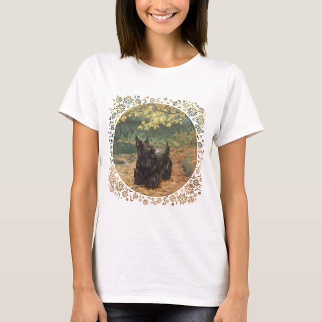 Scottish Terrier Fall Seasonal Design T-Shirt (Front)
