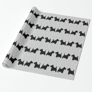 Scottish Terrier Friends on Polka Dot Wrapping Paper