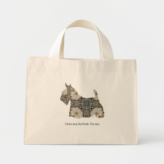 Scottish Terrier Fun Silhouette Mini Tote Bag (Front)