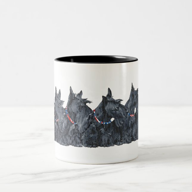 Scottish Terrier Gathering Two-Tone Coffee Mug (Center)