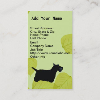 Scottish Terrier Green Leaves Design Business Card