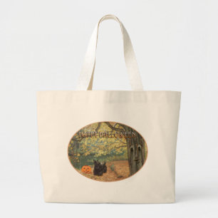 Scottish Terrier Halloween Large Tote Bag