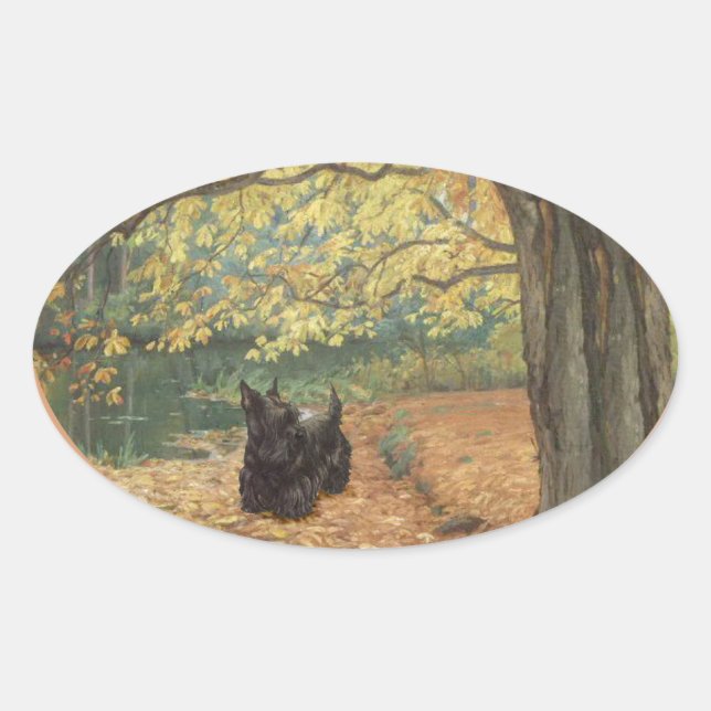 Scottish Terrier Halloween Oval Sticker (Front)