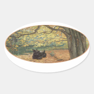 Scottish Terrier Halloween Oval Sticker