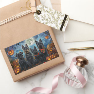Scottish Terrier Halloween Spooky Rectangular Sticker