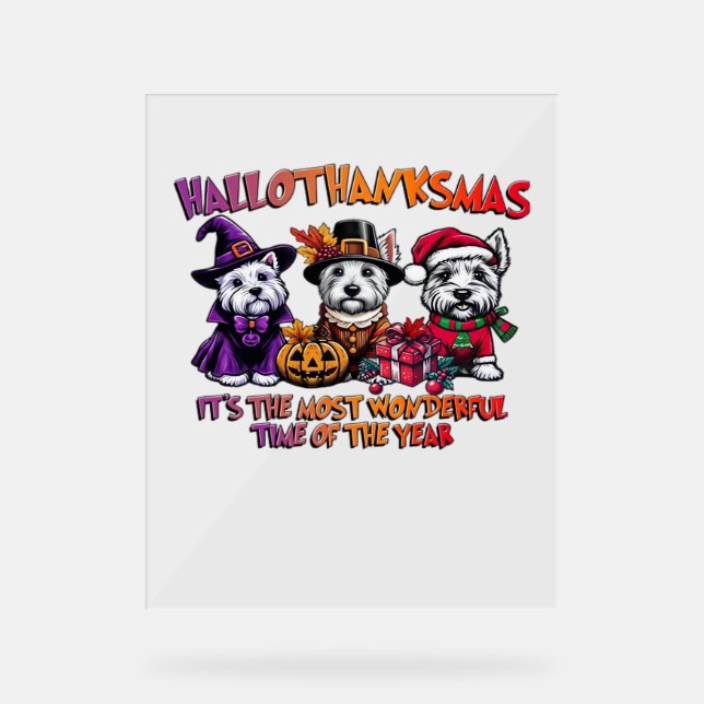 Scottish Terrier Halloween Thanksgiving Christmas  Acrylic Sign (Front)