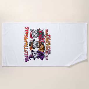 Scottish Terrier Halloween Thanksgiving Christmas  Beach Towel