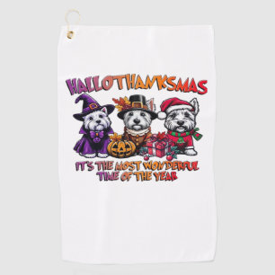 Scottish Terrier Halloween Thanksgiving Christmas Golf Towel