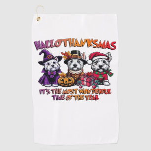 Scottish Terrier Halloween Thanksgiving Christmas Golf Towel