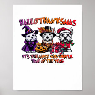 Scottish Terrier Halloween Thanksgiving Christmas  Poster