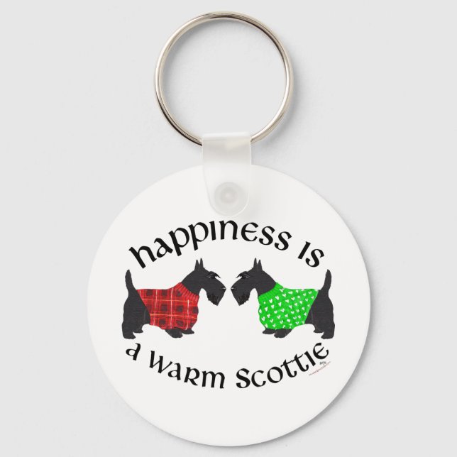 Scottish Terrier Happiness Key Ring (Front)