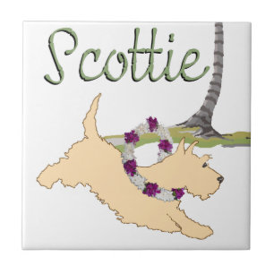 Scottish Terrier Hawaiian Design Tile