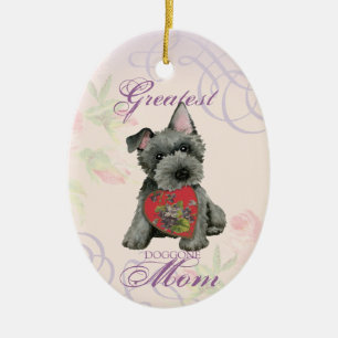 Scottish Terrier Heart Mum Ceramic Ornament