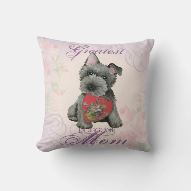 Scottish Terrier Heart Mum Throw Pillow (Front)