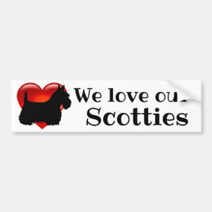 Scottish Terrier,heart, We love our scotties Bumper Sticker