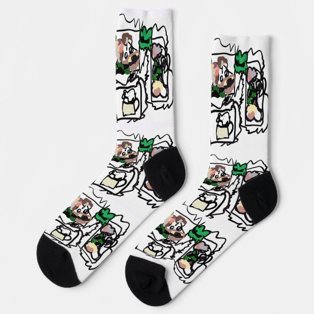 Scottish terrier hearts and green  socks (Left)