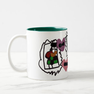 Scottish terrier hearts and green  Two-Tone coffee mug