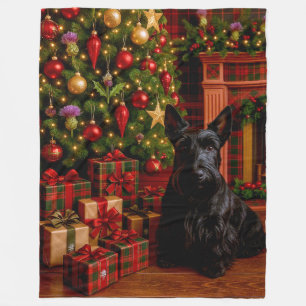 Scottish Terrier Holiday Fleece Blanket