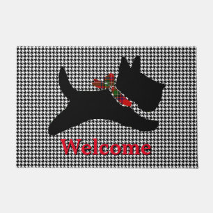 Scottish Terrier Houndstooth Personalise Doormat
