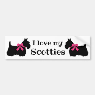 Scottish Terrier, I love my Scotties/pink bow Bumper Sticker
