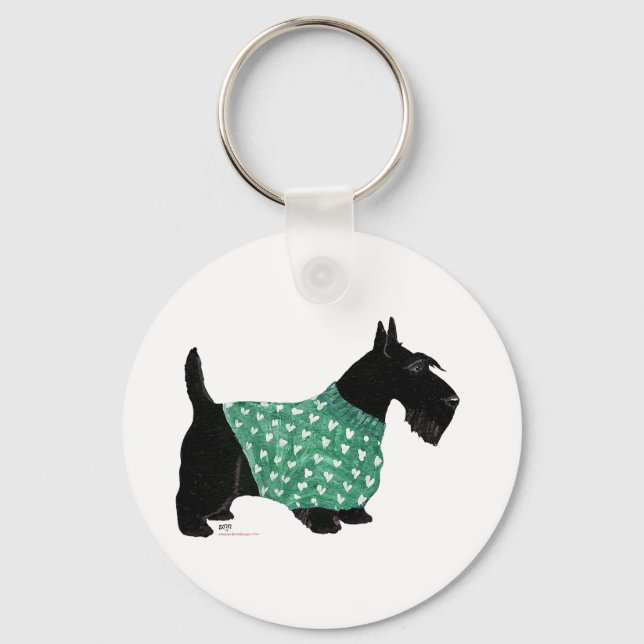 Scottish Terrier in a Sweater Key Ring (Front)