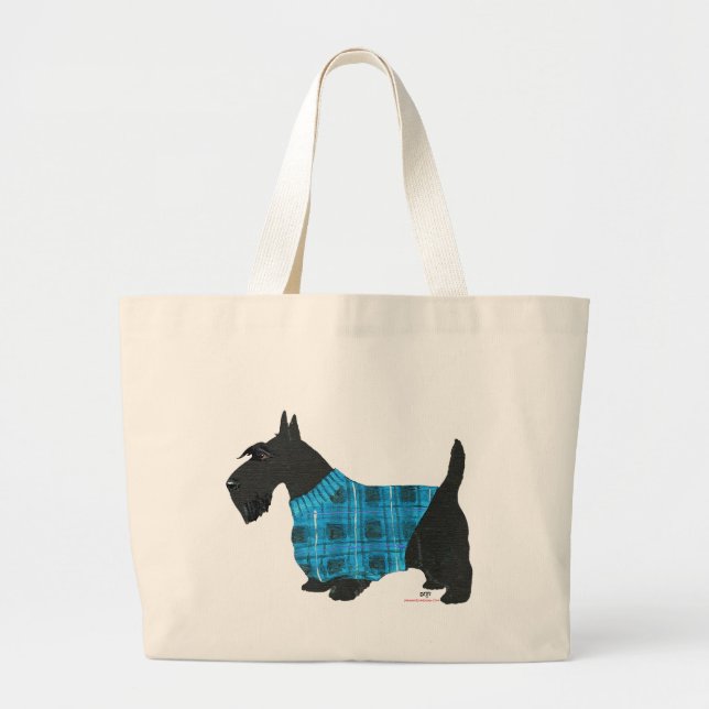 Scottish Terrier in a Sweater Large Tote Bag (Front)