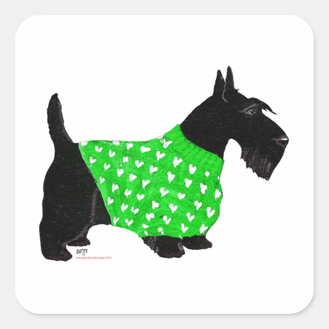 Scottish Terrier in a Sweater Square Sticker (Front)