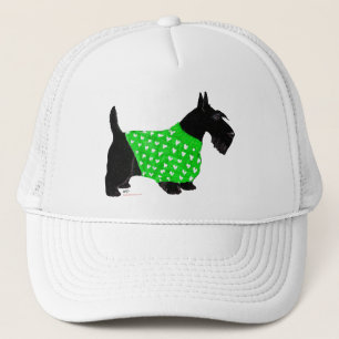 Scottish Terrier in a Sweater Trucker Hat