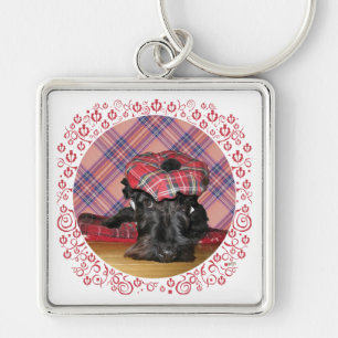 Scottish Terrier in a Tam-o-Shanter Key Ring