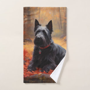 Scottish Terrier in Autumn Leaves Fall Inspire Bath Towel Set