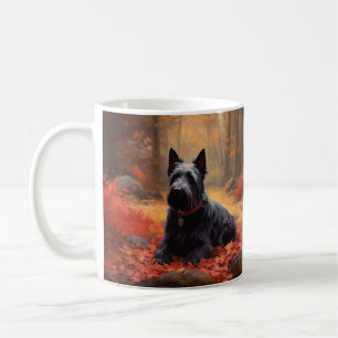 Scottish Terrier in Autumn Leaves Fall Inspire Coffee Mug