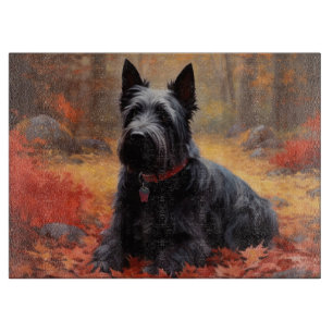 Scottish Terrier in Autumn Leaves Fall Inspire Cutting Board