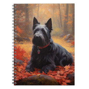 Scottish Terrier in Autumn Leaves Fall Inspire Notebook