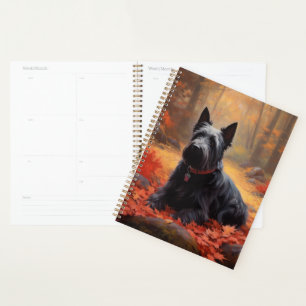 Scottish Terrier in Autumn Leaves Fall Inspire  Planner