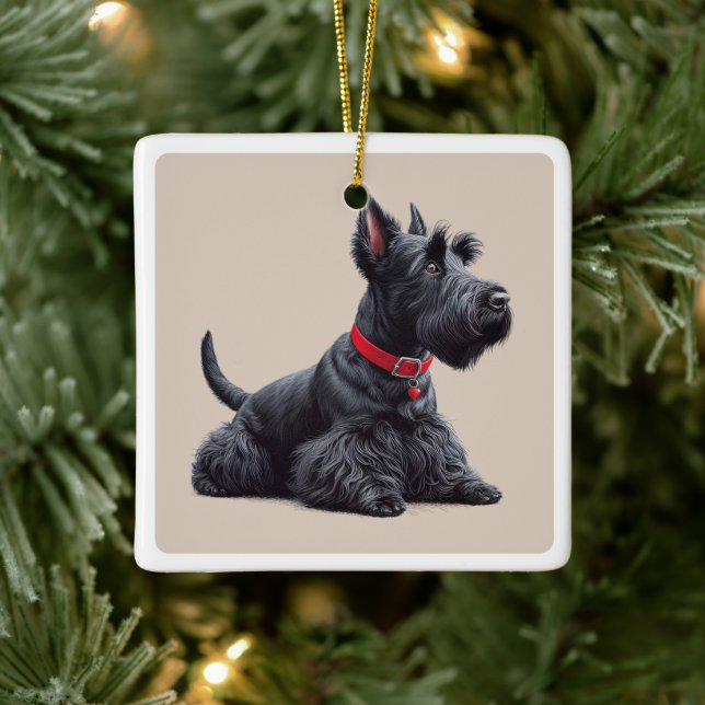 Scottish Terrier in Ceramic Ornament (Tree)