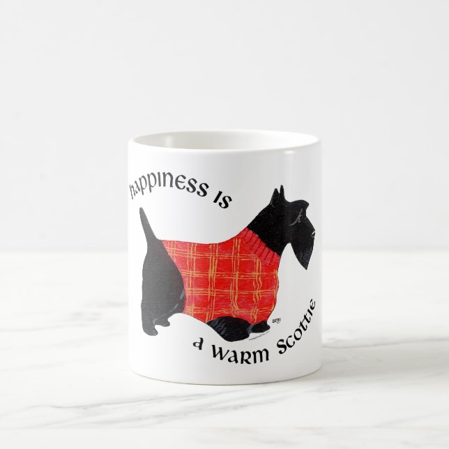 Scottish Terrier in Red Plaid Sweater Coffee Mug (Center)