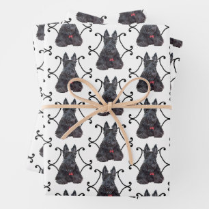 Scottish Terrier in Scroll Frame Wrapping Paper Sheet