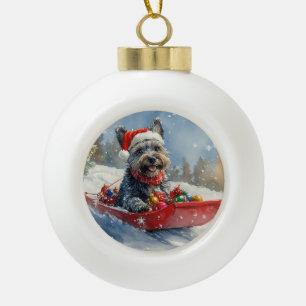 Scottish Terrier in Sledge Let it Snow Christmas Ceramic Ball Christmas Ornament