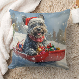 Scottish Terrier in Sledge Let it Snow Christmas Cushion