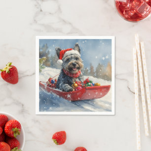Scottish Terrier in Sledge Let it Snow Christmas Napkin