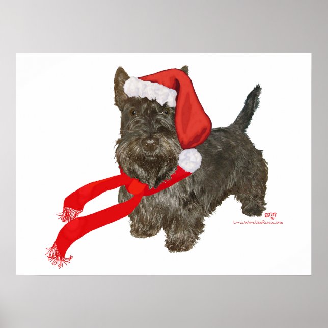 Scottish Terrier is Santa's Helper Poster (Front)