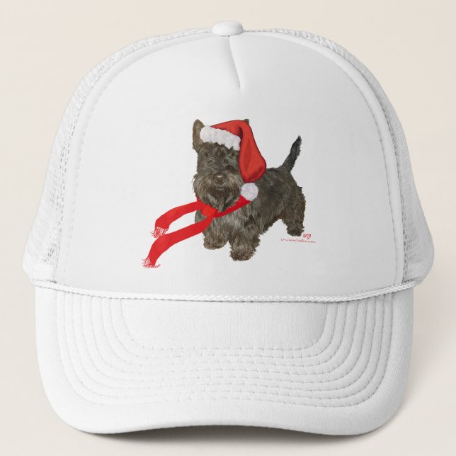 Scottish Terrier is Santa's Helper Trucker Hat (Front)