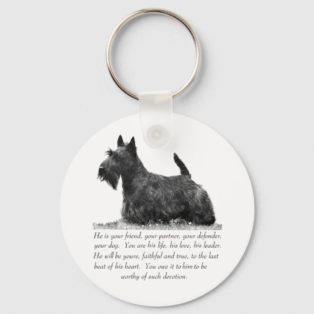 Scottish Terrier Keepsake - MALE Dog Key Ring (Front)