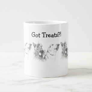 Scottish Terrier Labrador Friends Ink Drawing Large Coffee Mug