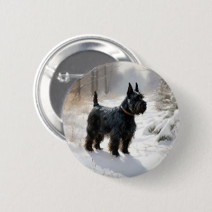 Scottish Terrier Let It Snow Christmas 6 Cm Round Badge
