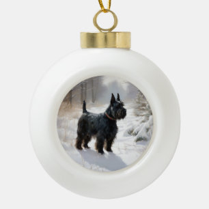 Scottish Terrier Let It Snow Christmas Ceramic Ball Christmas Ornament